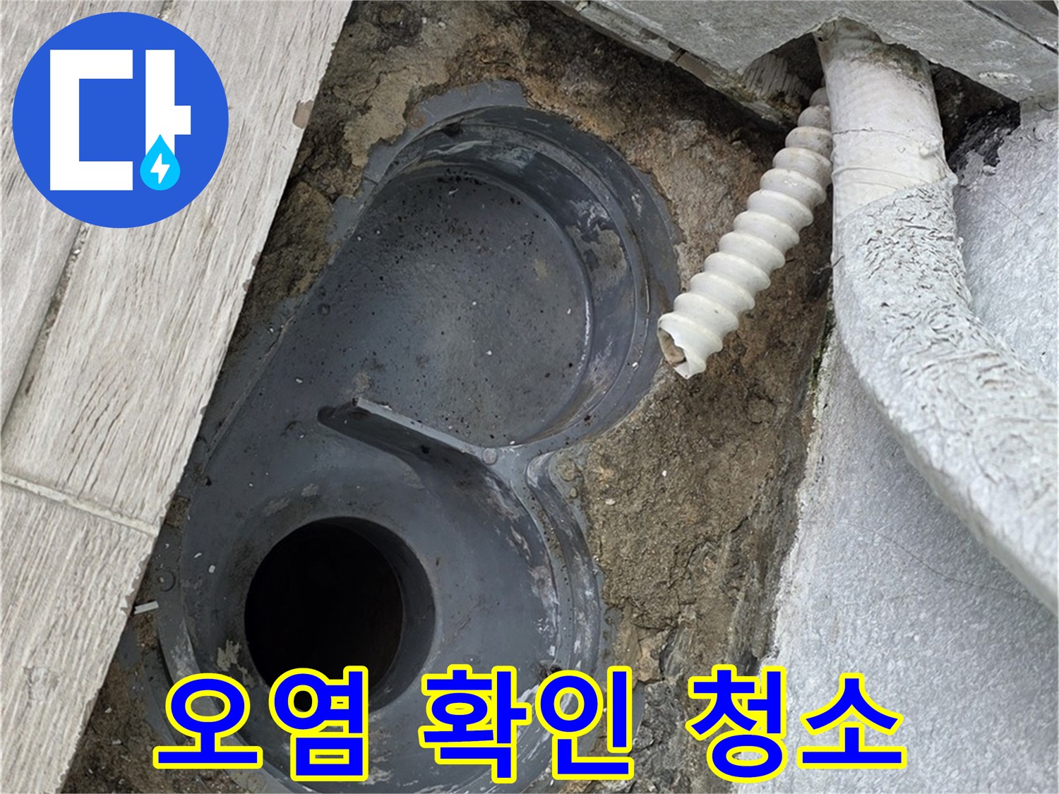 청구3차 아파트 욕실 트랩 주변 - 오염 확인 후 청소 준비