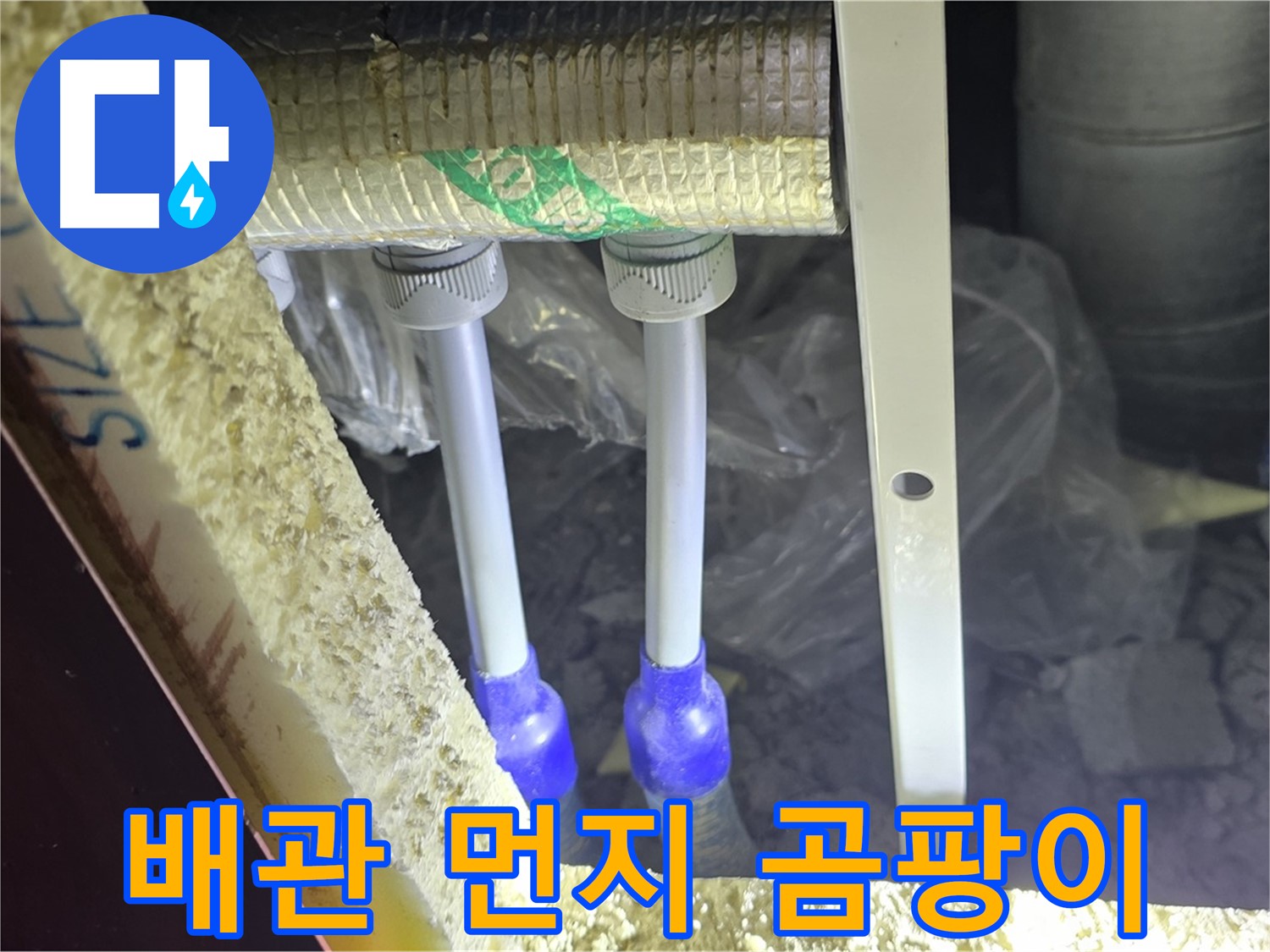 삼숭동 양주자이 누수 - 배관 연결 부속 주변 먼지 뭉침 및 곰팡이 흔적 꼼꼼 검사