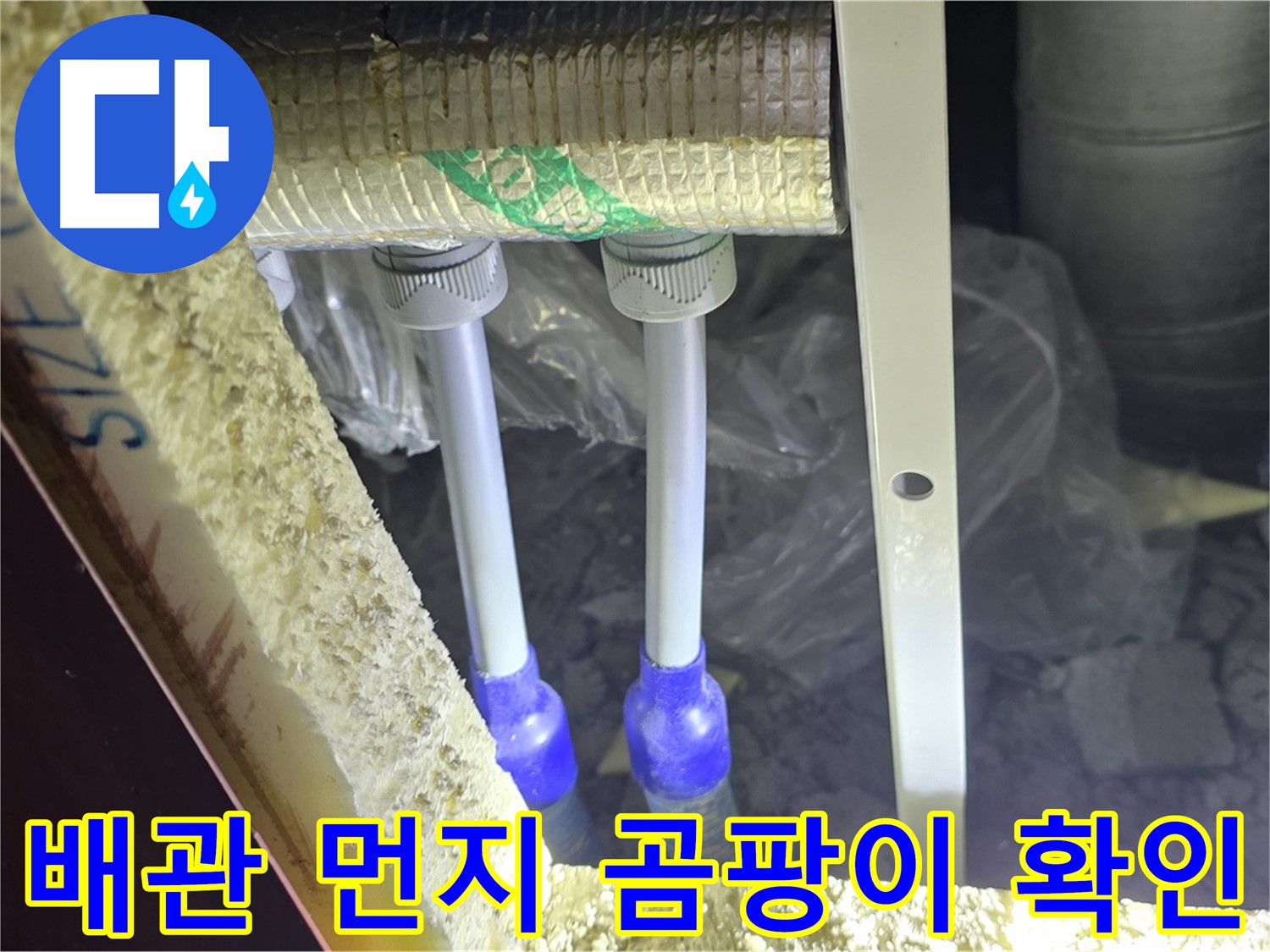 삼숭동 양주자이 누수 - 배관 연결 부위 주변 먼지 뭉침 및 곰팡이 발생 여부 확인