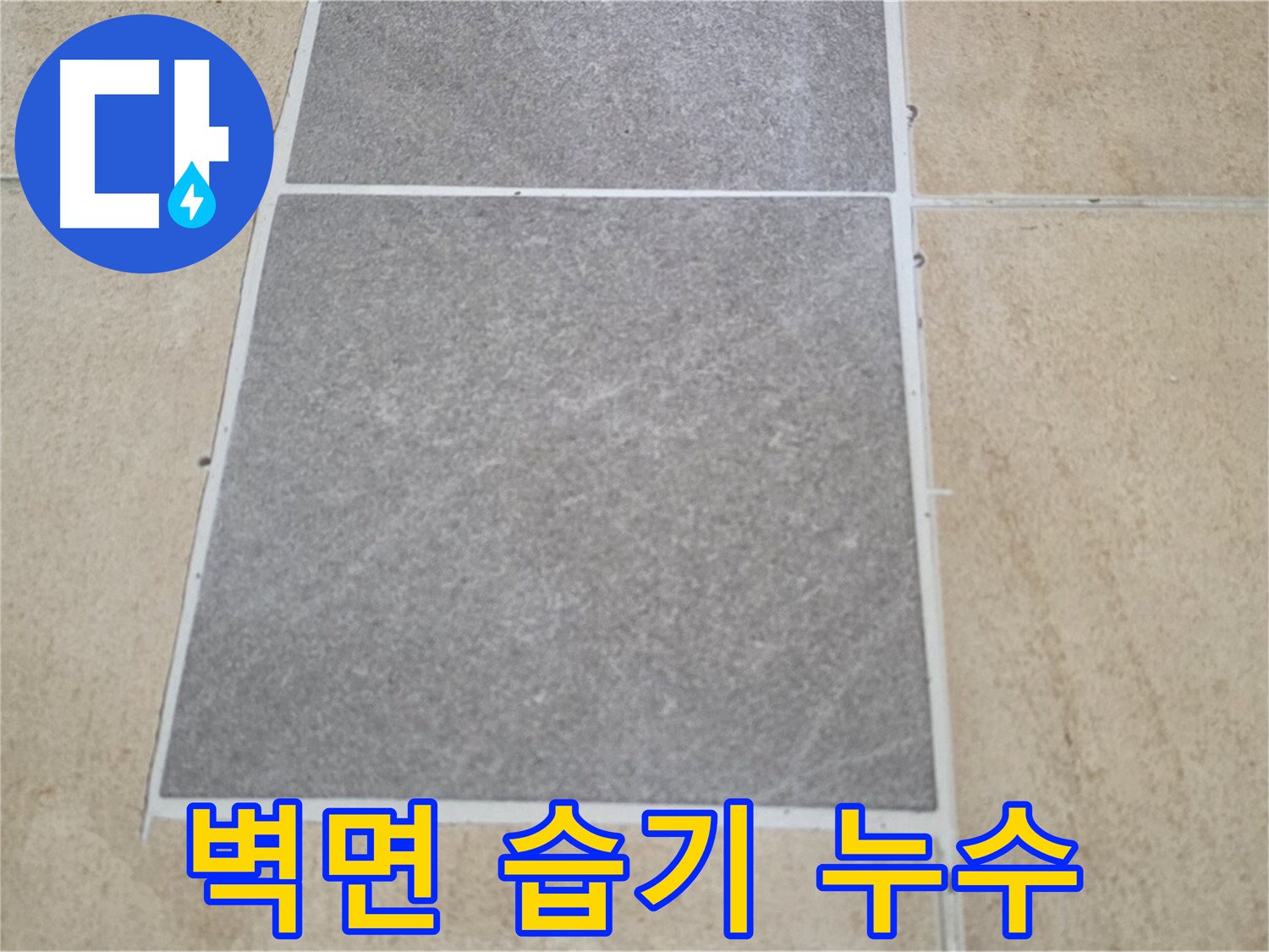 양주 삼숭동 아파트 - 교체된 타일 주변 벽면에 습기가 차 있어 누수 연관성을 조사하고 있습니다.