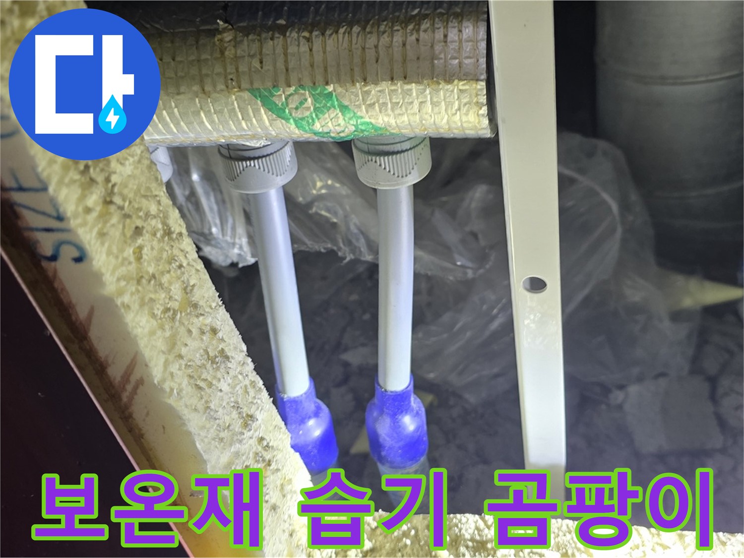 양주 자이 아파트 누수 - 배관 보온재 내부 습기 및 곰팡이 서식 여부 확인