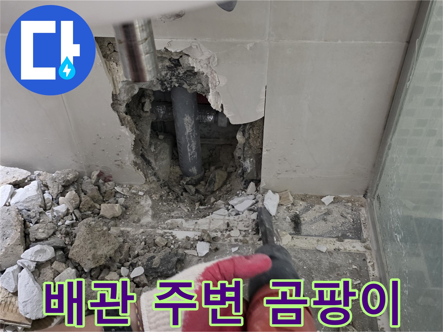 성북구 월곡동 래미안 아파트 욕실 누수 - 철거 후 꼼꼼한 점검, 배관 주변에 곰팡이가 이렇게 많을 줄이야...