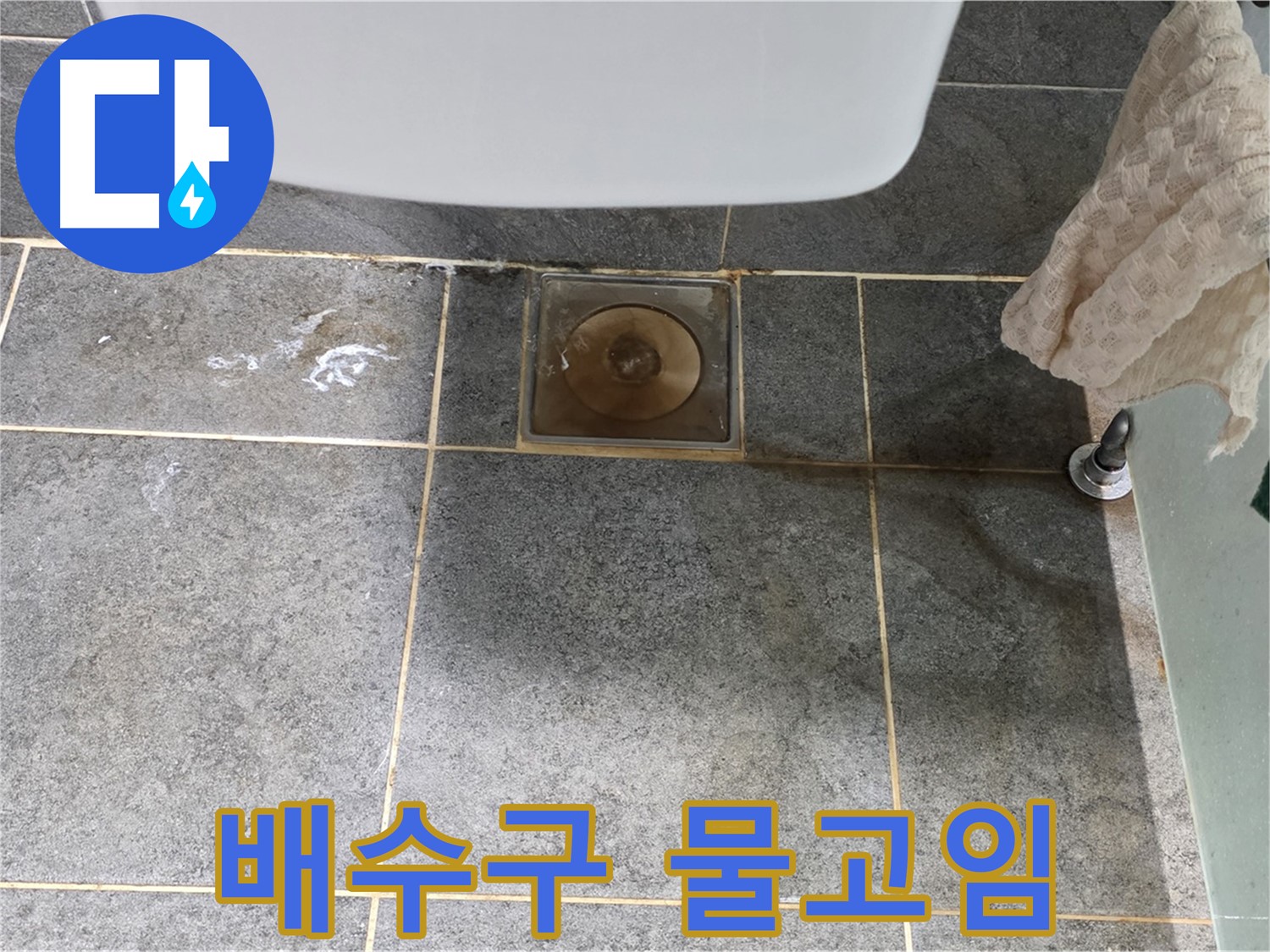 배수구 주변 물고임 - 누수 신호 가능성 - 정밀 점검