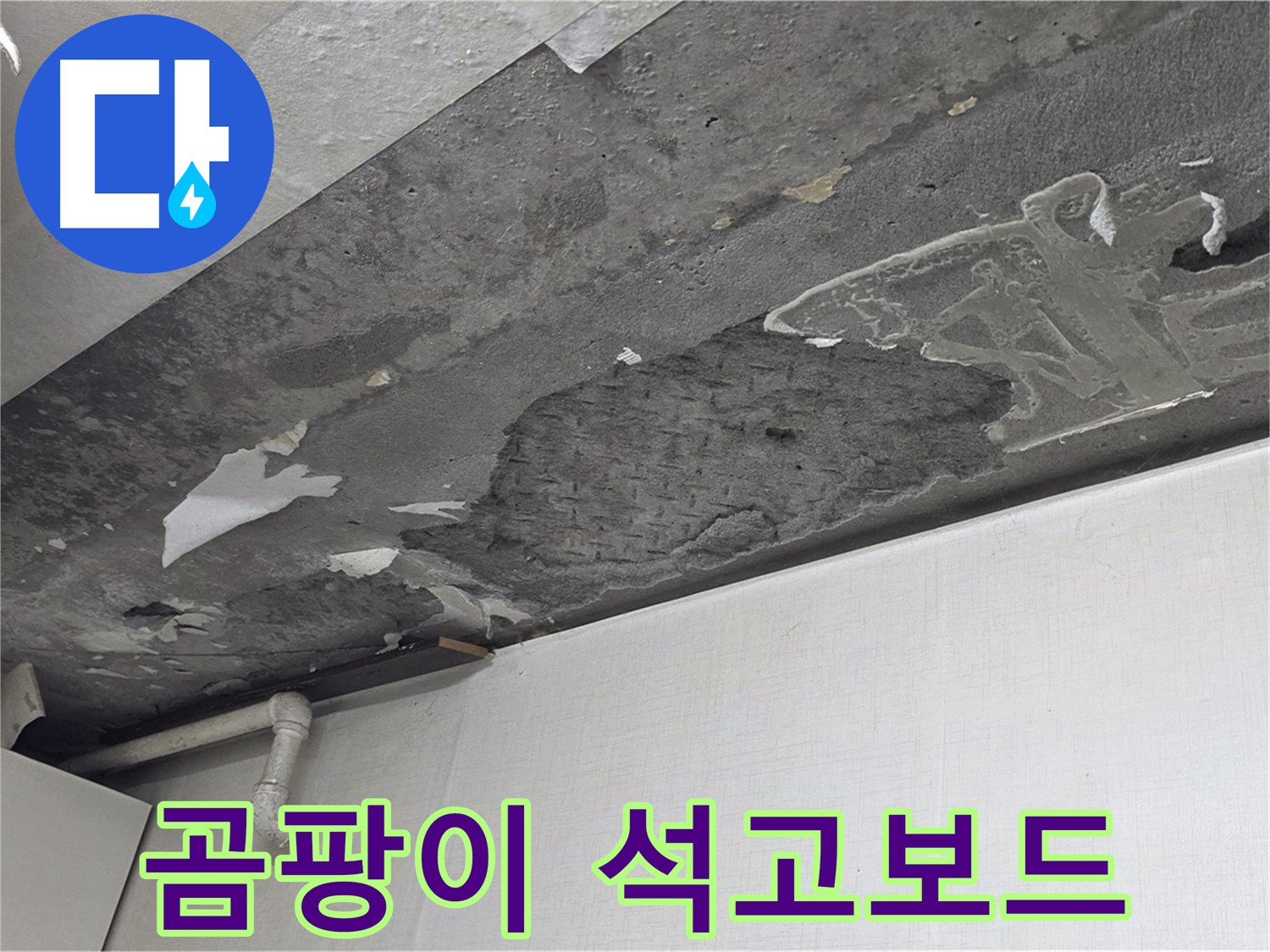 구갈동 14번지 천장 누수 - 곰팡이 핀 석고보드 교체 및 방수 시공, 건강한 공간으로