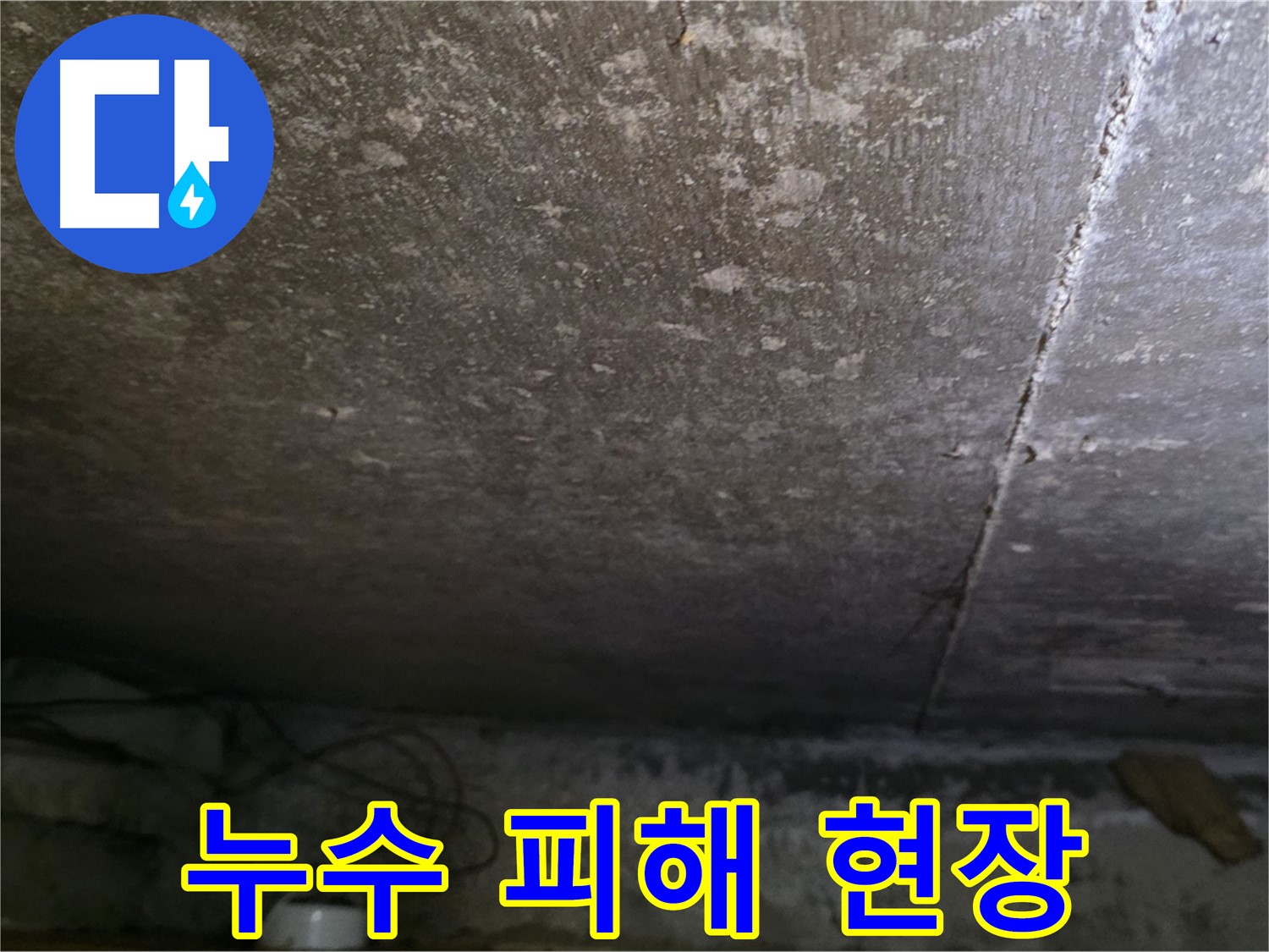 용인 처인구 원일아파트 누수 피해 현장 - 천장 상태를 보여주는 이미지입니다.