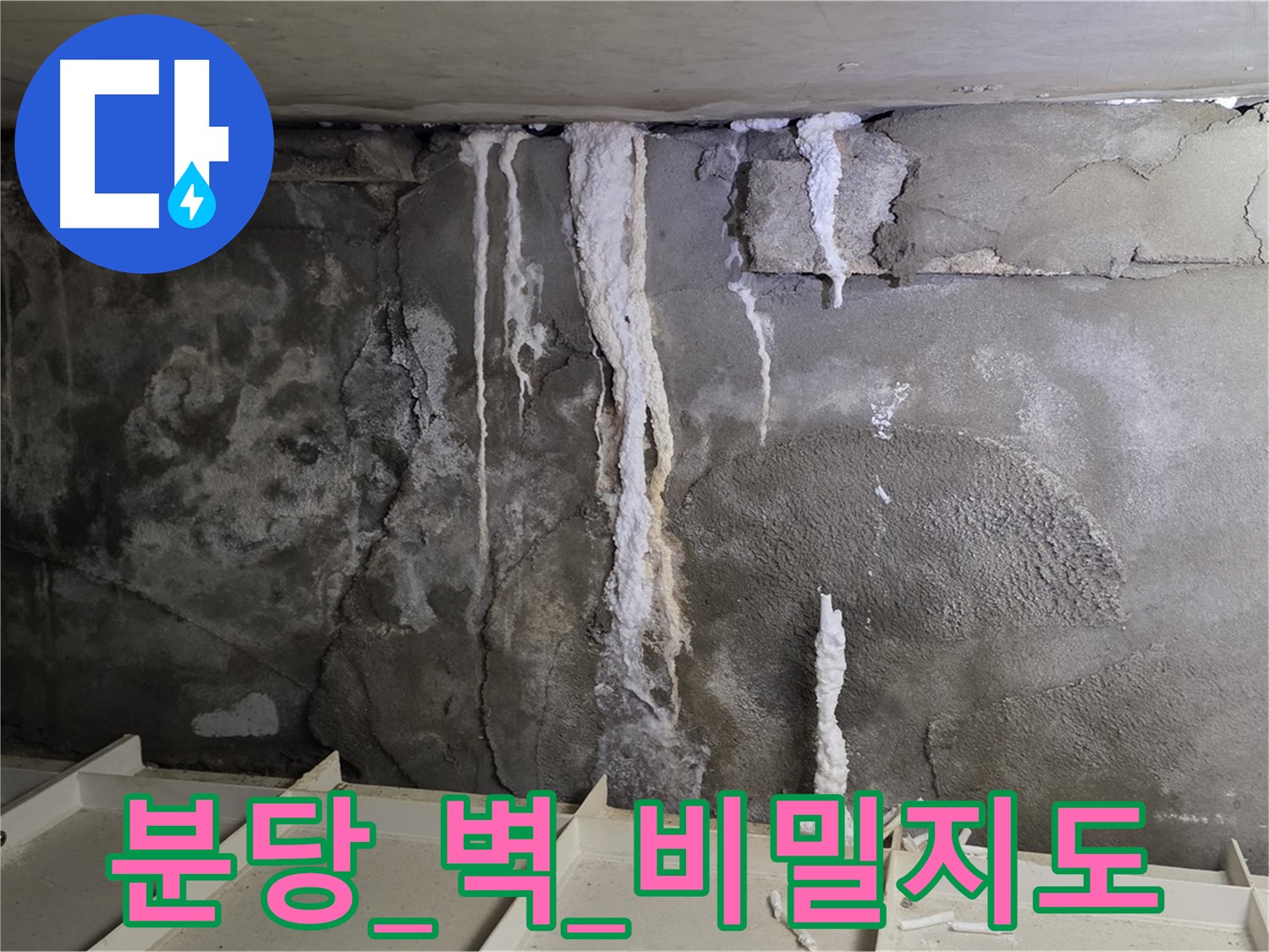 분당 콘크리트 벽 - 석회수 흔적, 숨겨진 누수 비밀지도