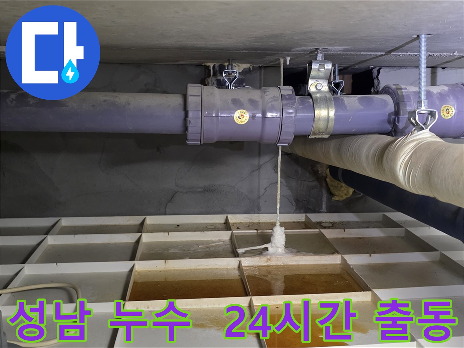 성남 하수 배관 누수 - 석회 고드름 발견 시 24시간 긴급 출동