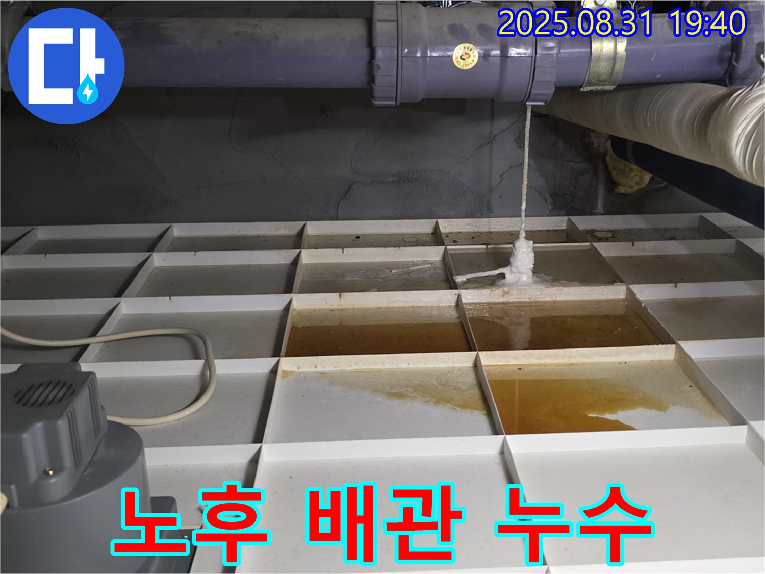 분당구 산운로 121 건물 누수 - 노후 배관에서 누수 발생, 긴급 점검 필요