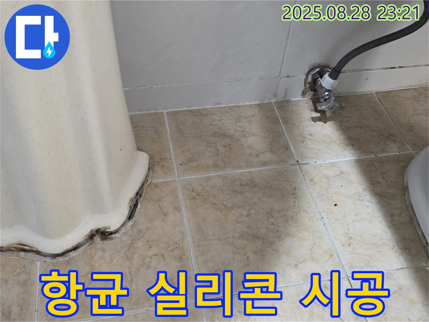 세면대 하부 곰팡이 - 곰팡이 제거 후 항균 실리콘 시공으로 재발 방지!