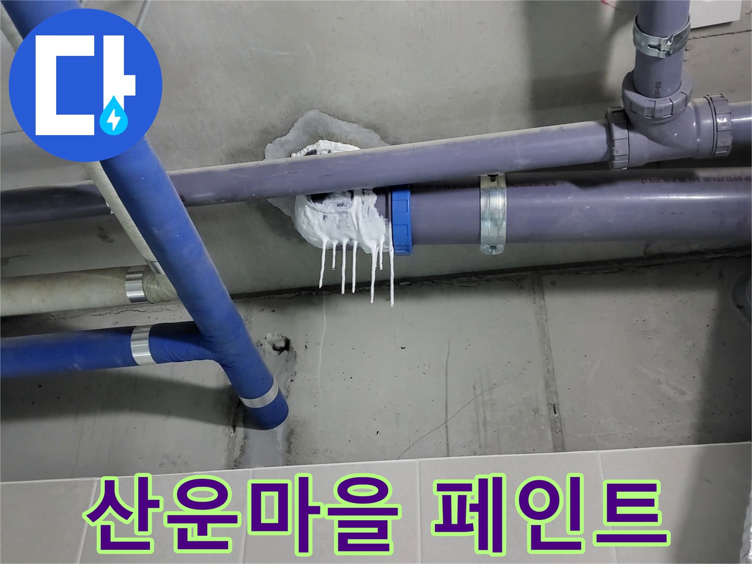산운마을 하수 누수 - 벽 페인트 벗겨짐과 곰팡이 확산 중