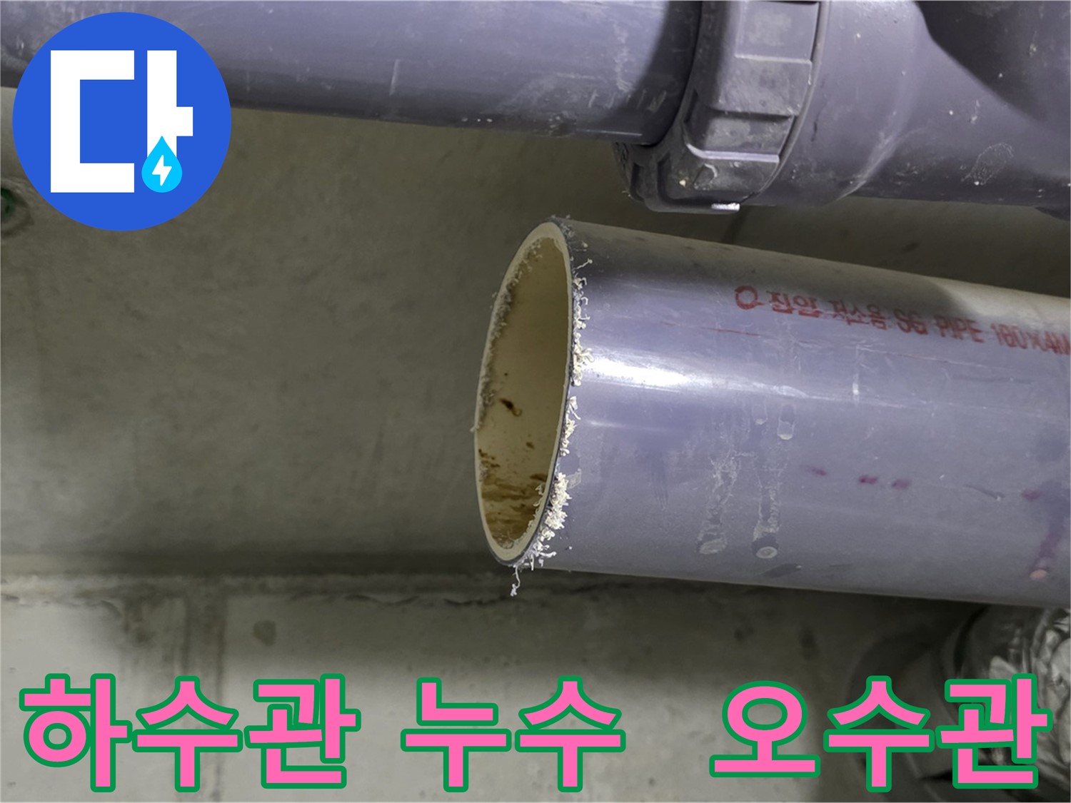 하수관 누수 문제를 해결하기 위해 오수관까지 꼼꼼하게 점검하고 청소하며 전문 장비를 이용한 석션 및 클리닝으로 배관 내부의 찌꺼기를 완벽하게 제거하는 모습