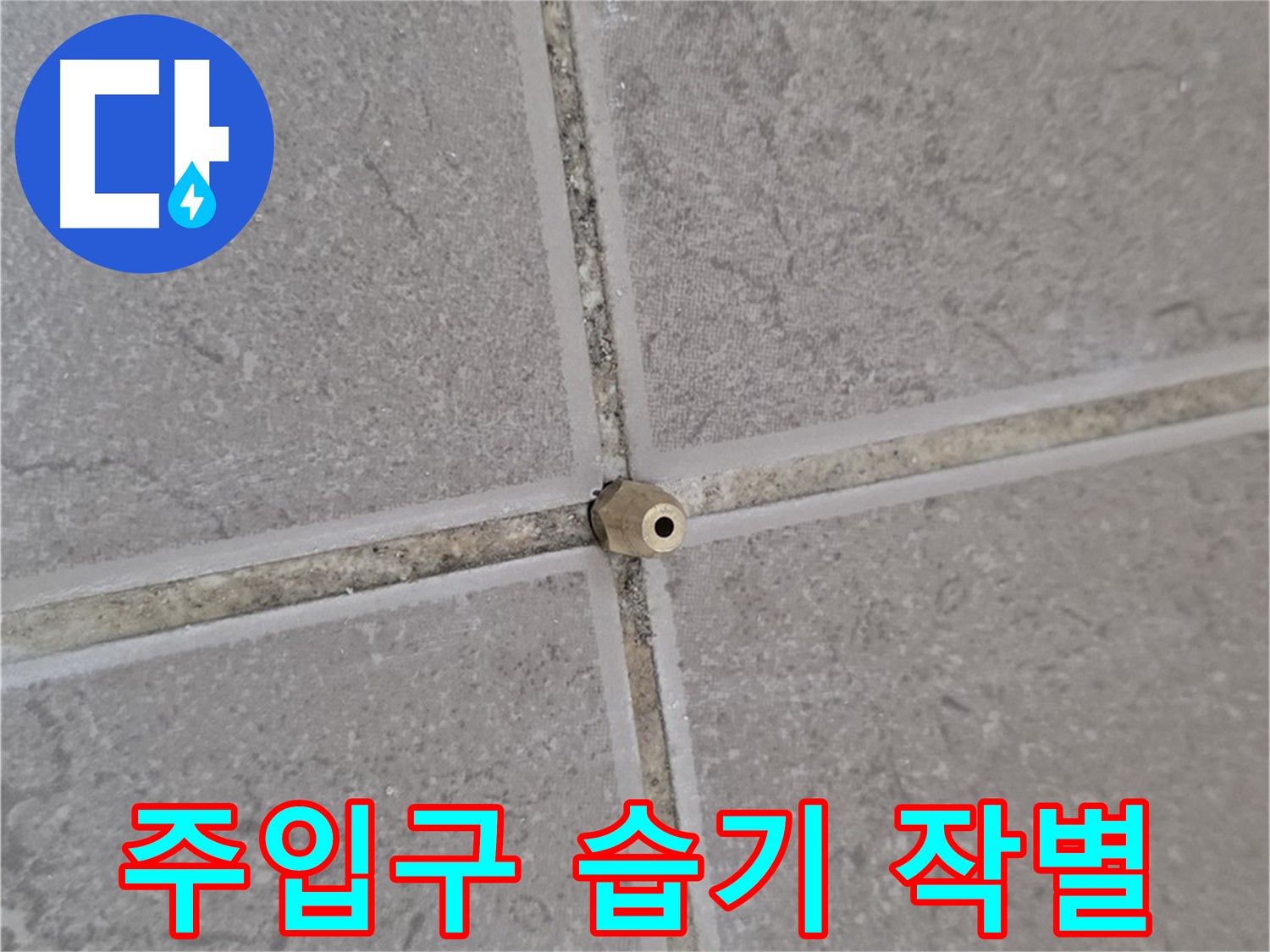 포천 일동 기산리 아파트 누수 - 타일 틈새에 심어놓은 주입구 - 이제 습기와 작별!