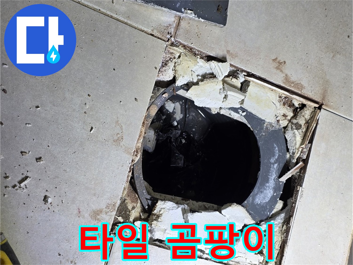 양주 옥정동 욕실 누수 - 율정마을13단지 배수구 주변 깨진 타일과 곰팡이의 습격