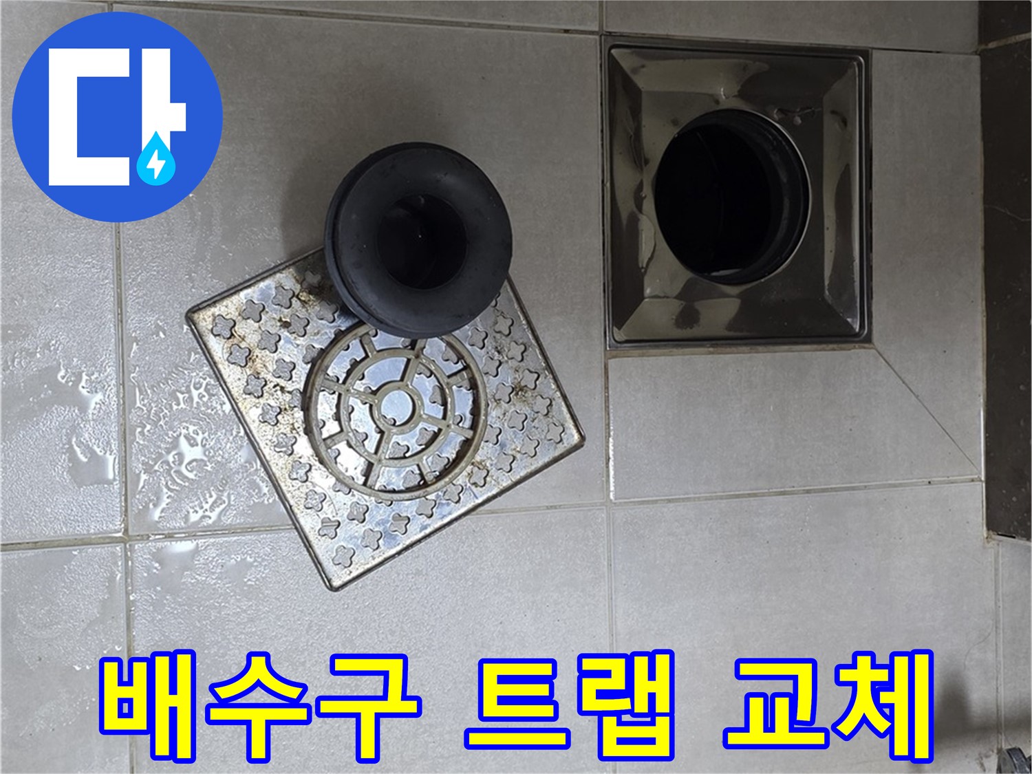 옥정 율정마을 아파트 욕실 배수구 트랩 교체 - 오래된 트랩을 새것으로 교체