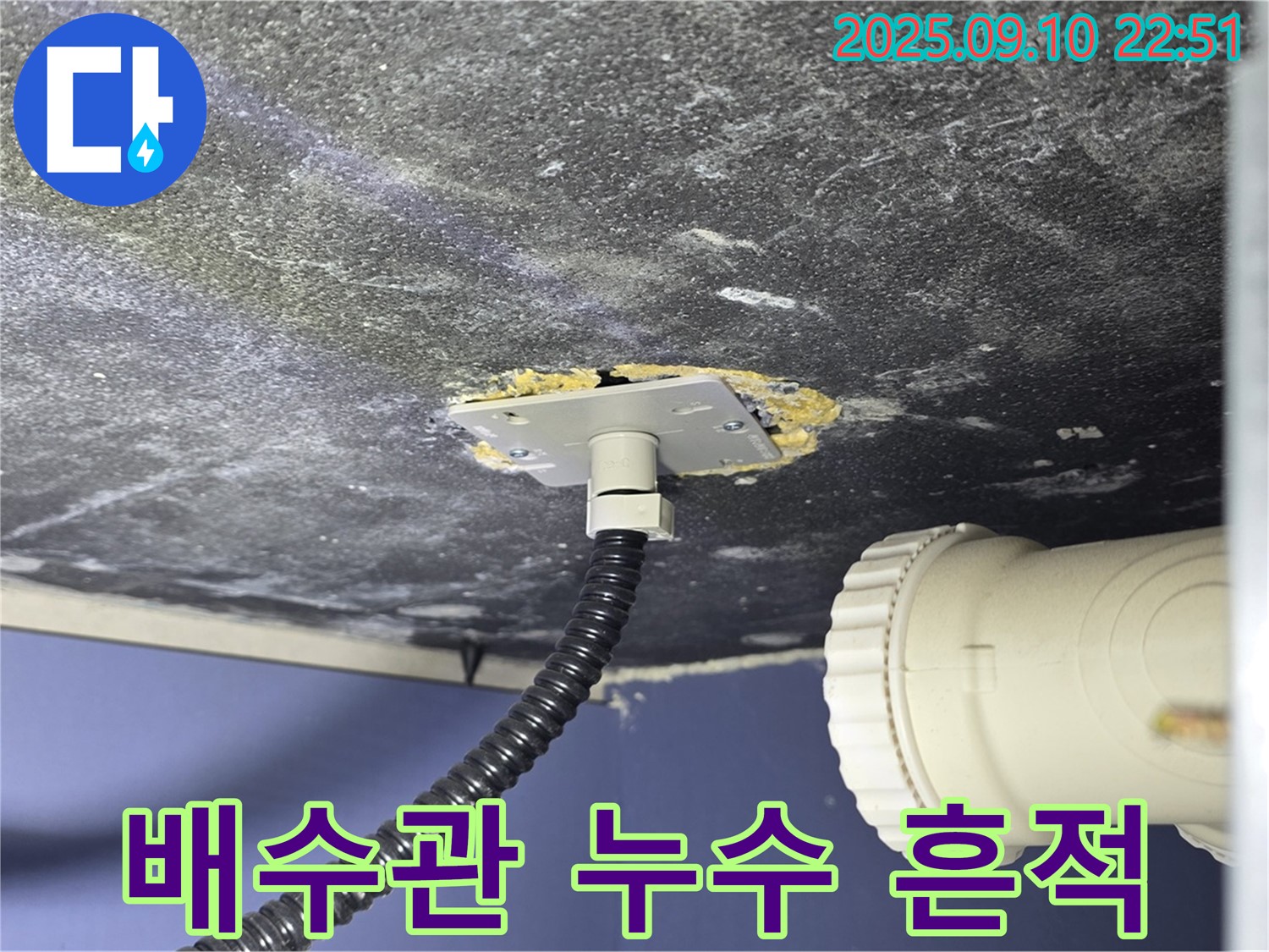 운정어반프라임 싱크대 누수 - 배수관 연결 부위에서 누수 흔적을 발견한 모습 - 정확한 원인 파악을 위해 노력