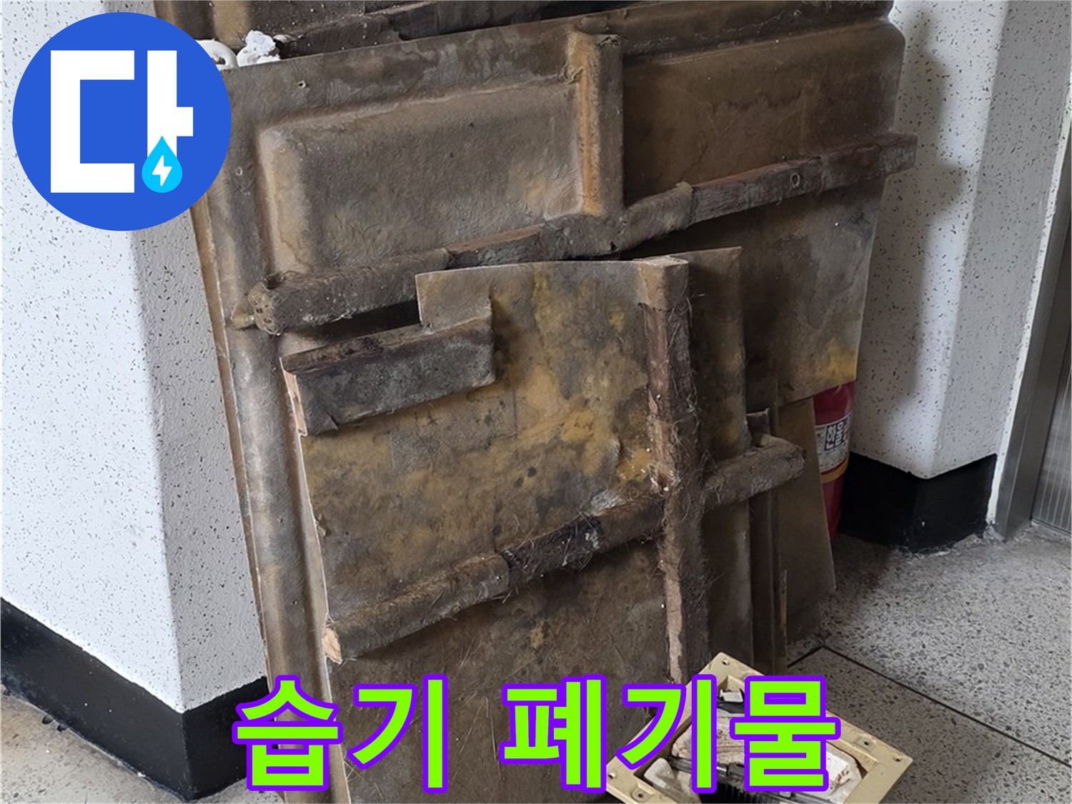 습기 머금은 석고보드와 망가진 조명