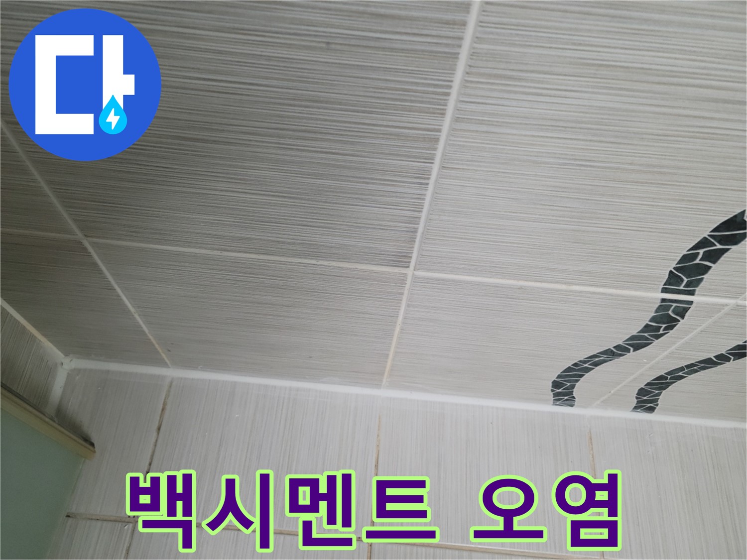 동두천 누수 - 욕실 벽 타일 틈새의 백시멘트 오염을 청소하고 코팅하여 깨끗하게 관리합니다.