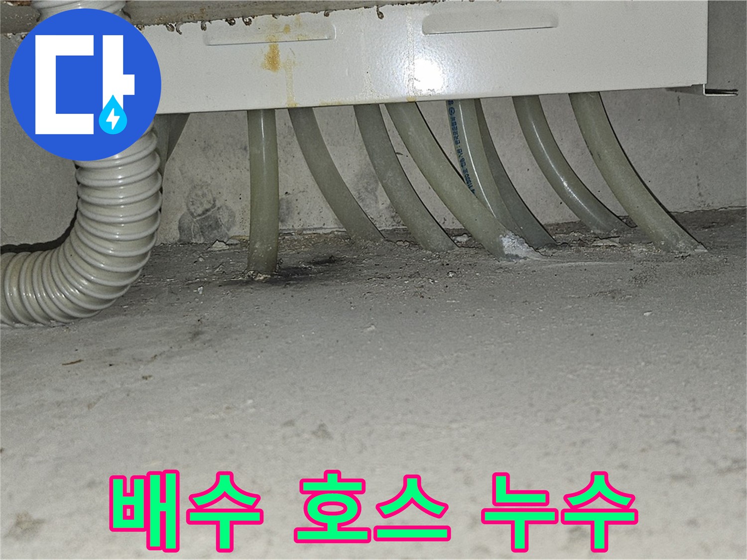현대시티 세탁기 배수 호스에서 발생한 누수 - 간단한 부품 교체로 누수를 완벽하게 해결했습니다.