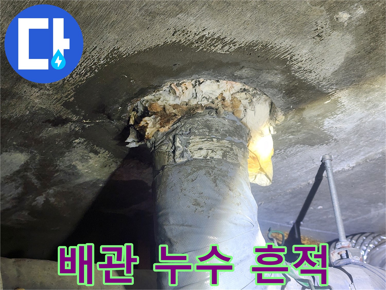 영등포구 당산동 래미안당산1차 아파트에서 발생한 배관 누수 흔적 - 누수탐지와 공사 과정