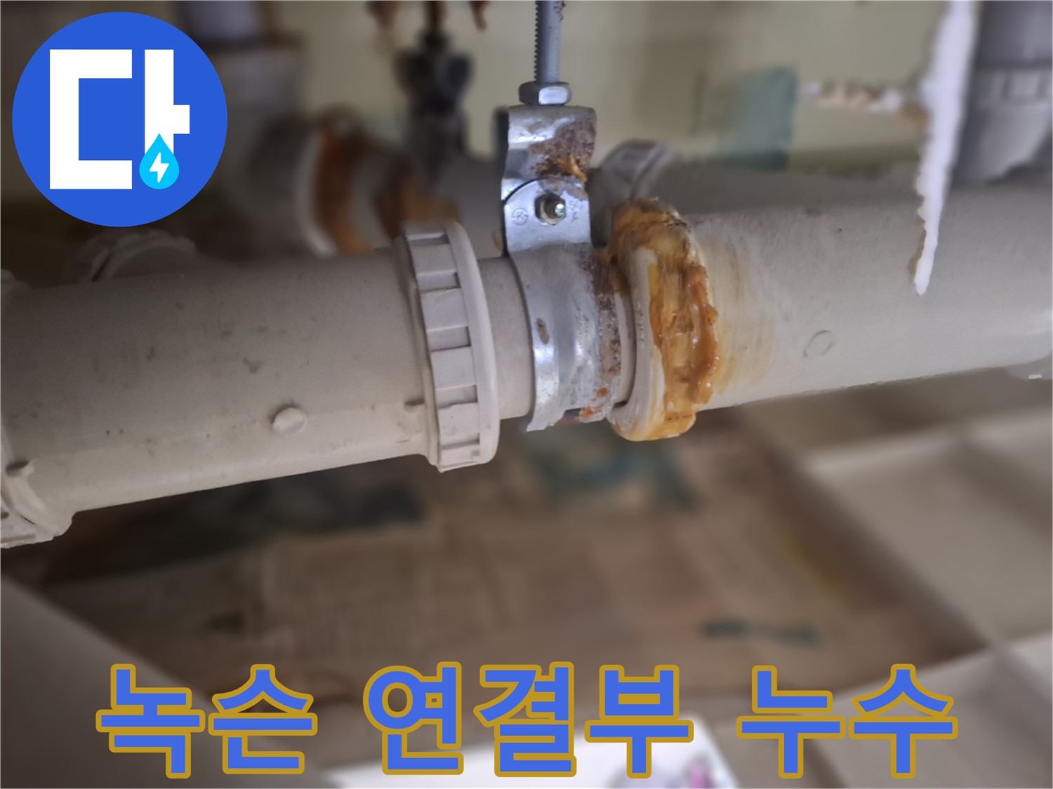 분당구 삼평동 봇들마을2단지 아파트 누수 - 녹슨 배관 연결 부위에서 누수가 발생한 원인을 정밀 분석합니다.
