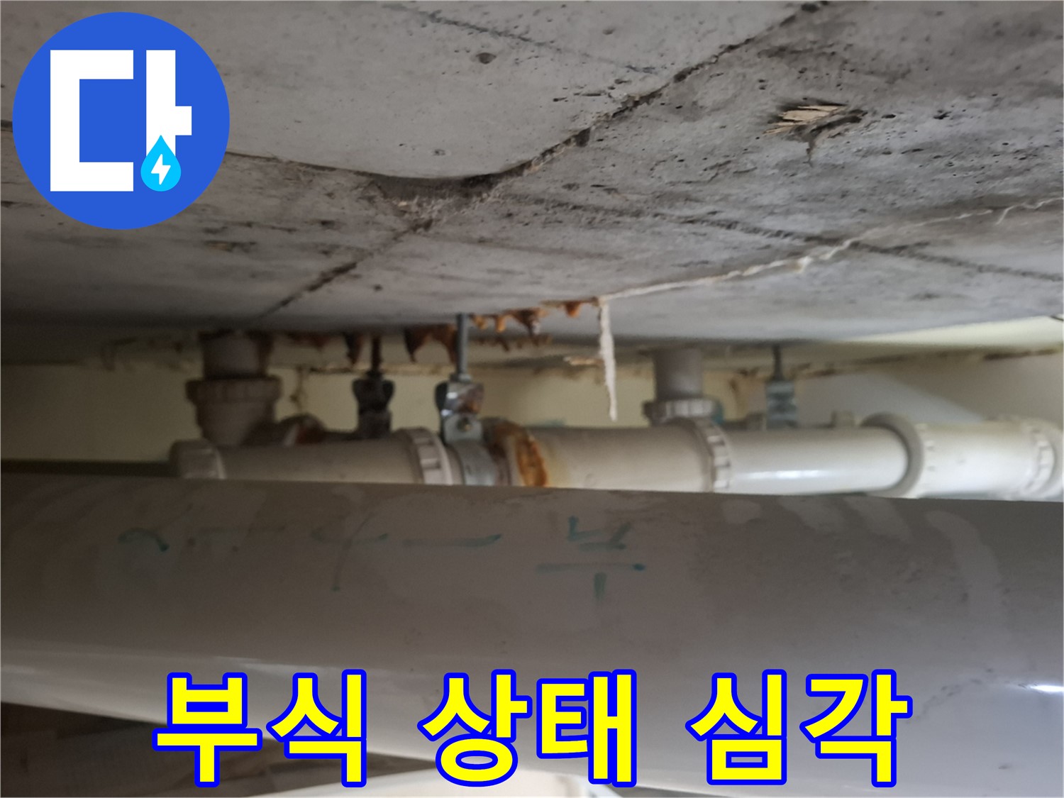 성남 분당 봇들마을2단지 아파트 - 천장 배관 누수, 심각한 부식 상태 확인