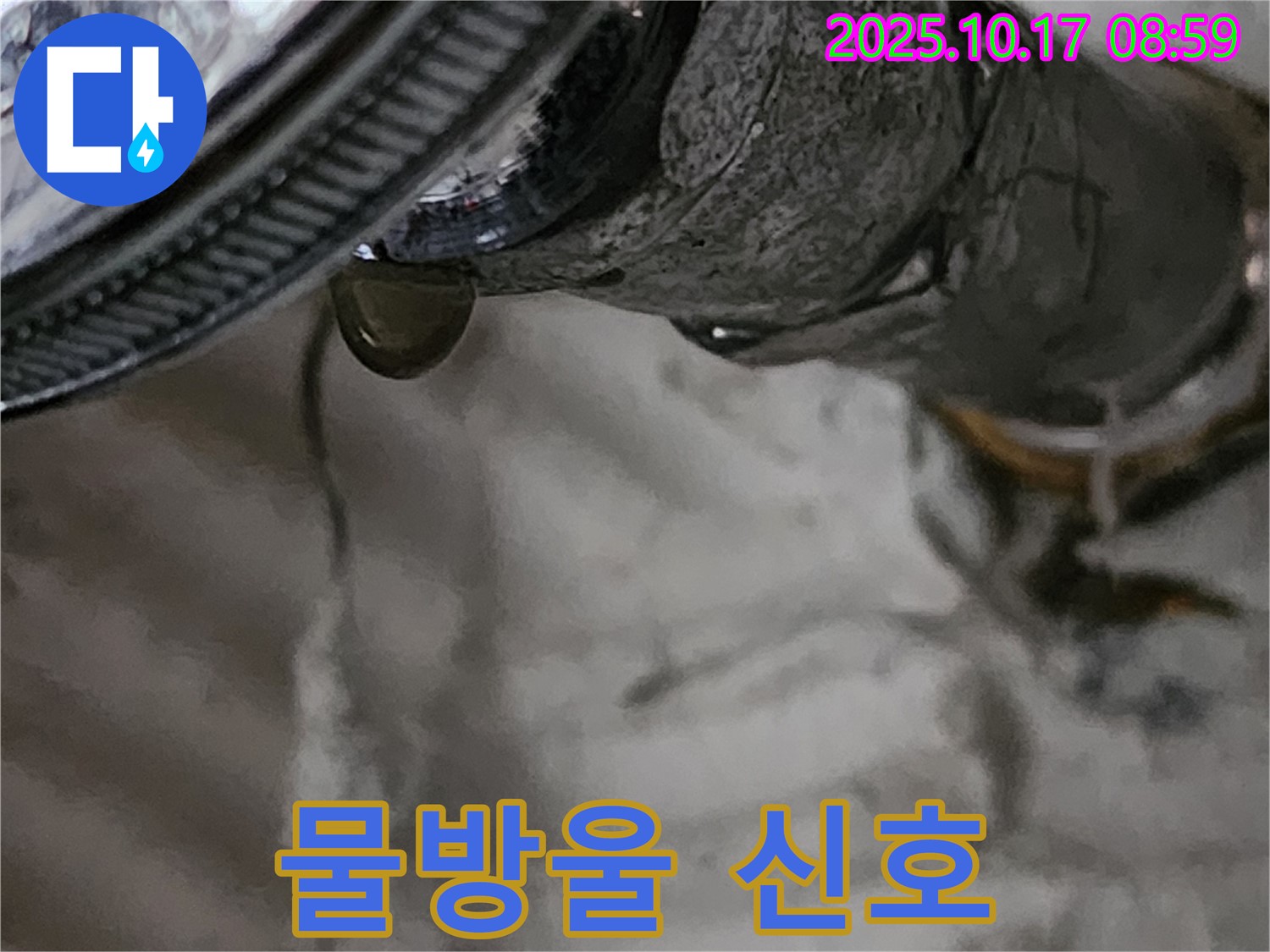 수도꼭지에서 맺힌 물방울 - 작은 누수가 큰 문제로 이어질 수 있음을 경고합니다.