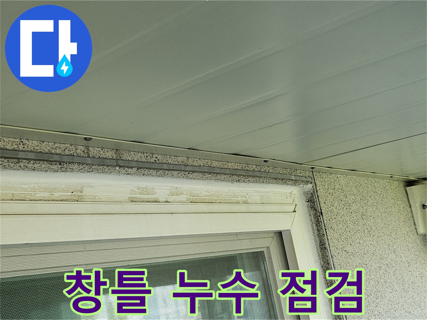 신월동 빗물 누수 현장 - 양천구 누수탐지 전문가가 창틀을 꼼꼼하게 점검하고 있습니다.