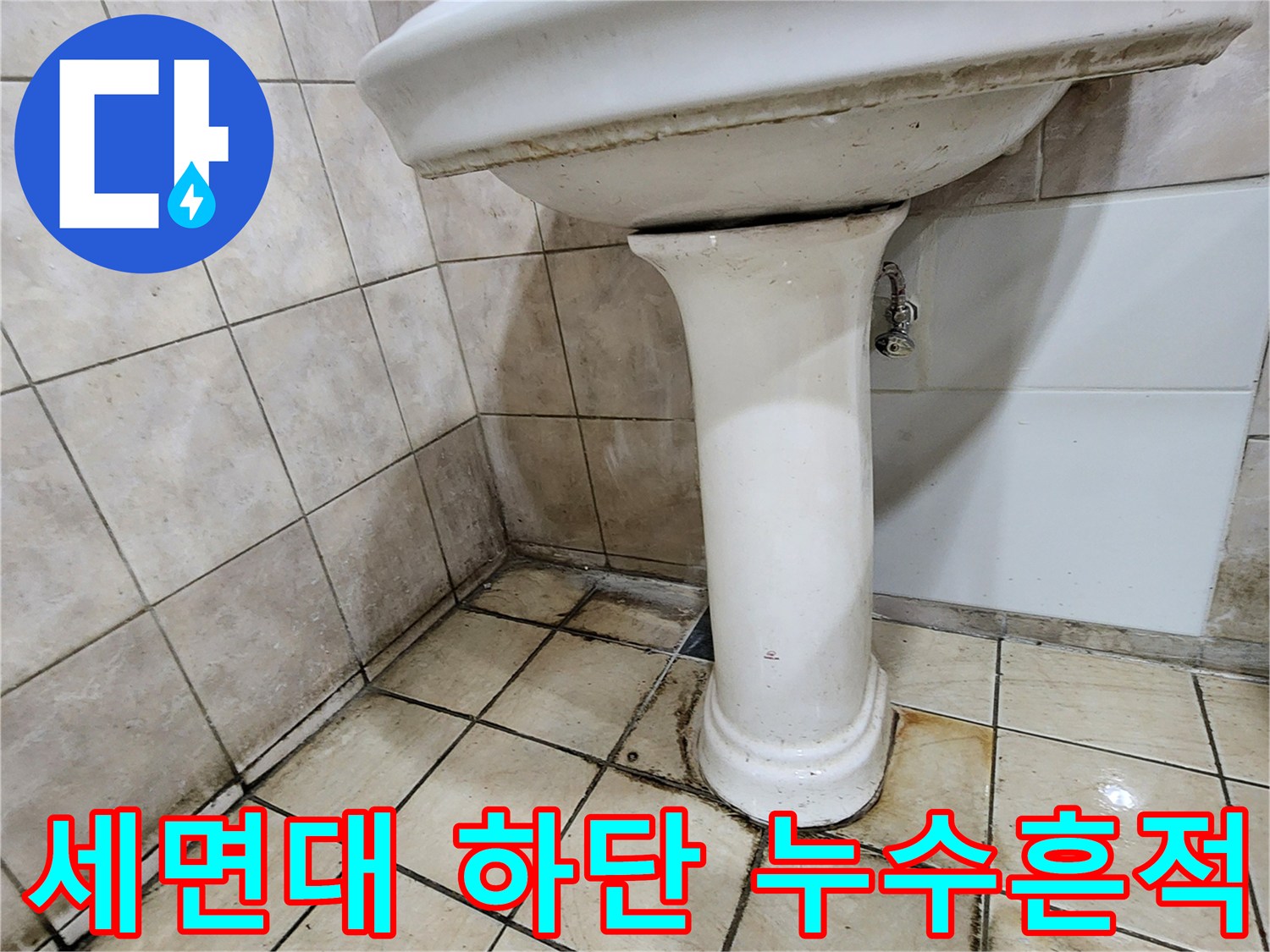 양주시 장흥면 화장실 세면대 하부 배관 주변 타일 오염 상태