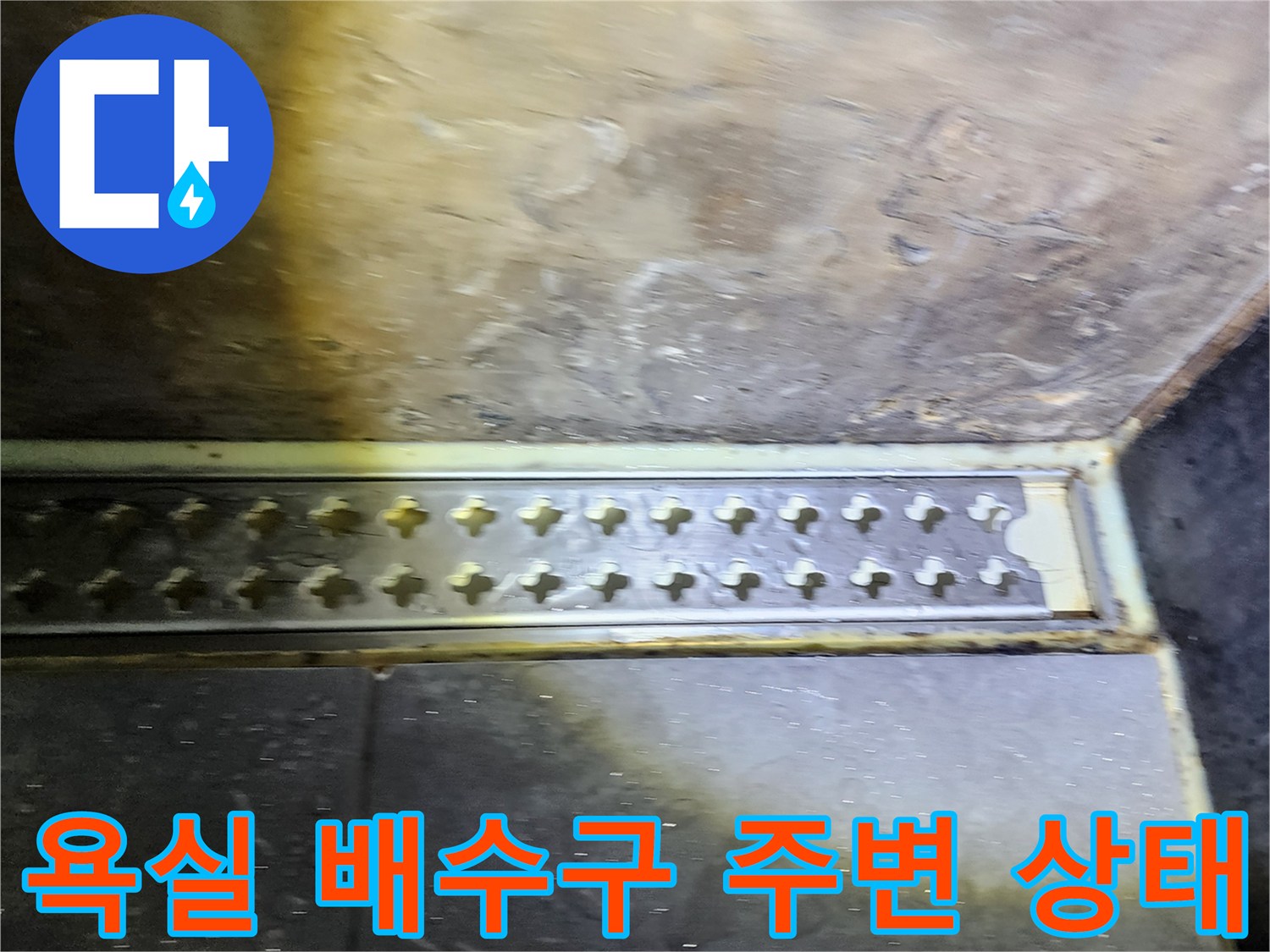 양주시 옥정동 현장-욕실 배수구 유가 주변의 오염된 바닥 상태