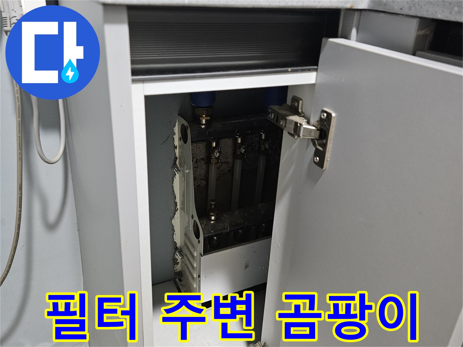 양평 용문 싱크대 누수 - 정수기 필터 주변 곰팡이 발견