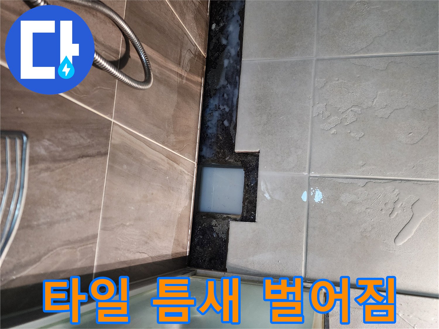 의정부 신곡동-벌어진 타일 사이 배수구 주변 상황