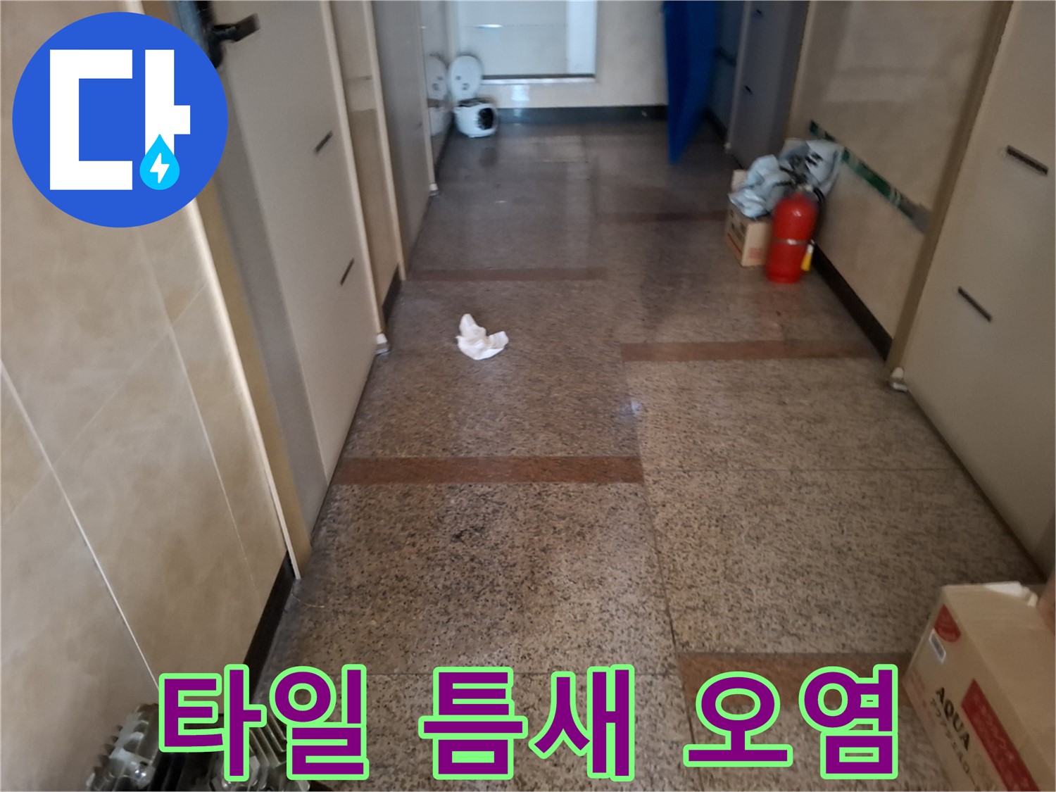복도 타일 틈새 오염 - 누수 의심 - 신림동 누수 전문