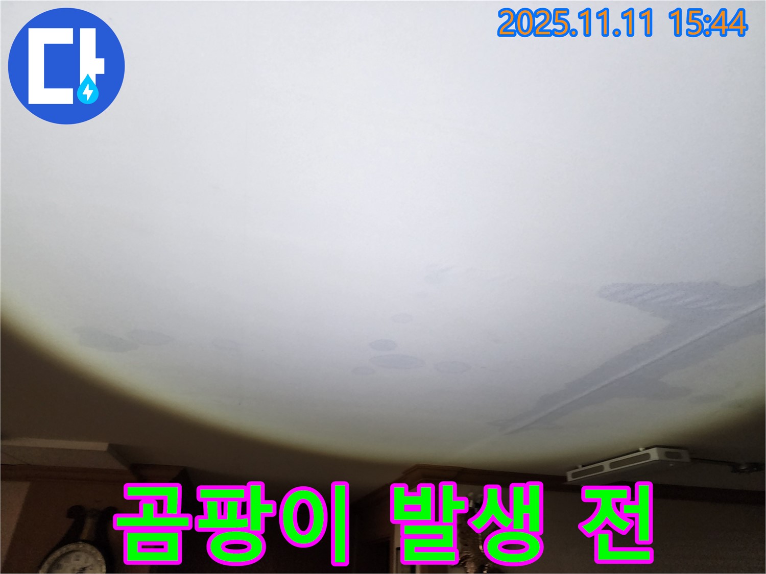 안산 원곡동 8차 푸르지오 - 천장 누수, 곰팡이 발생 전에 조치하는 모습