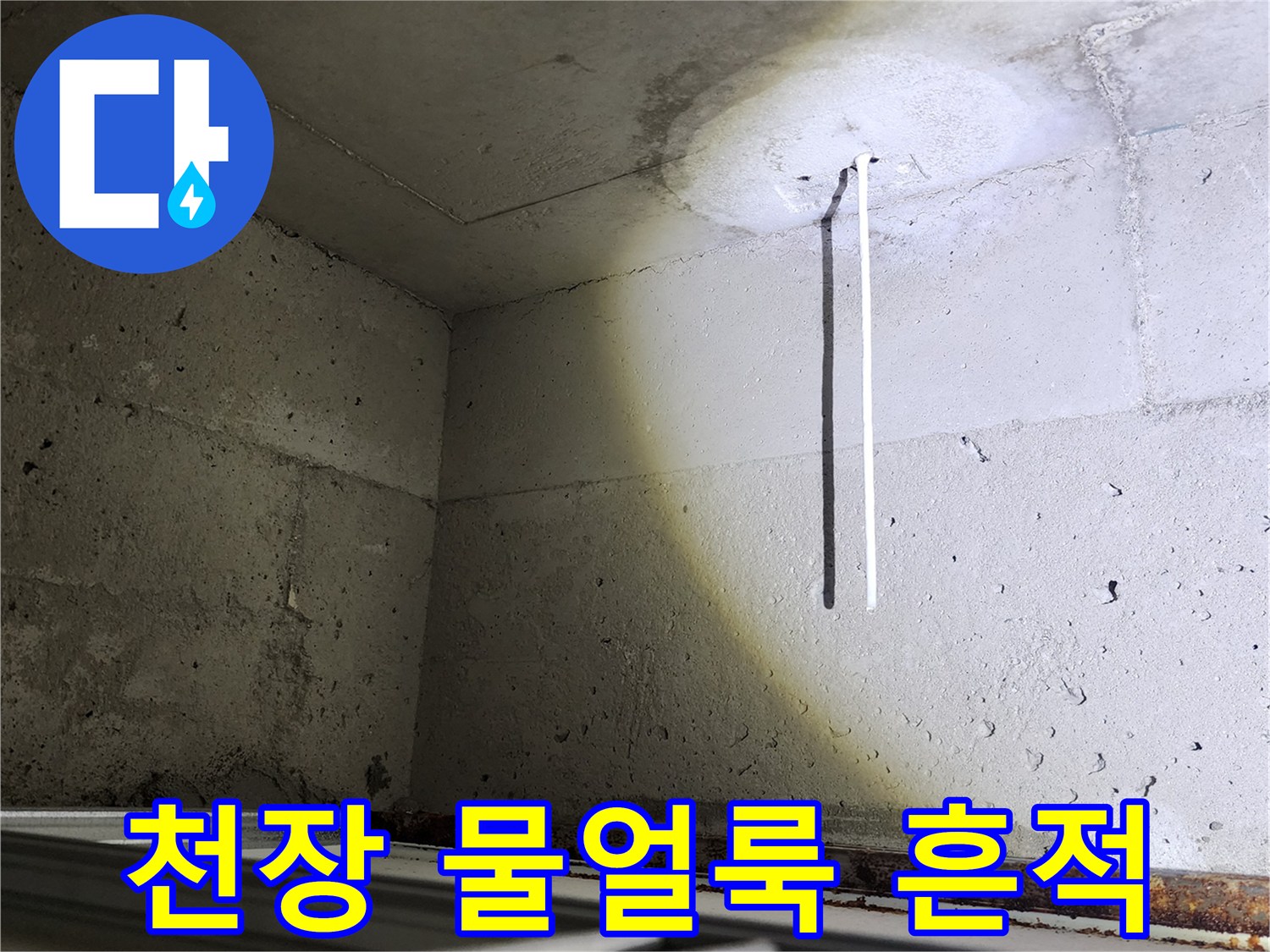 포천 무봉리 아파트-콘크리트 천장에 발생한 누수 흔적과 습기 상태