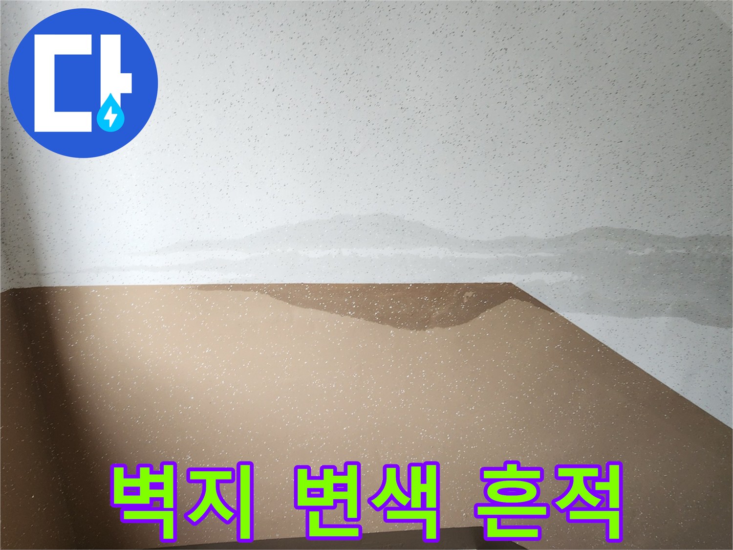 포천 내촌면 현장-벽지 상단에 발생한 물자국과 변색 상태