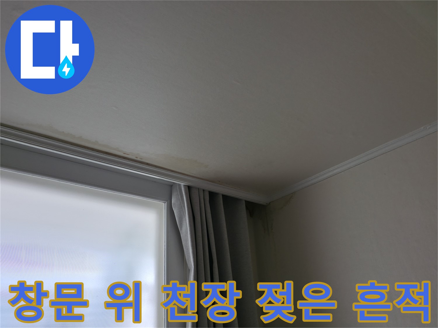 창문 위 천장 젖은 흔적 - 누수 해결 전문가