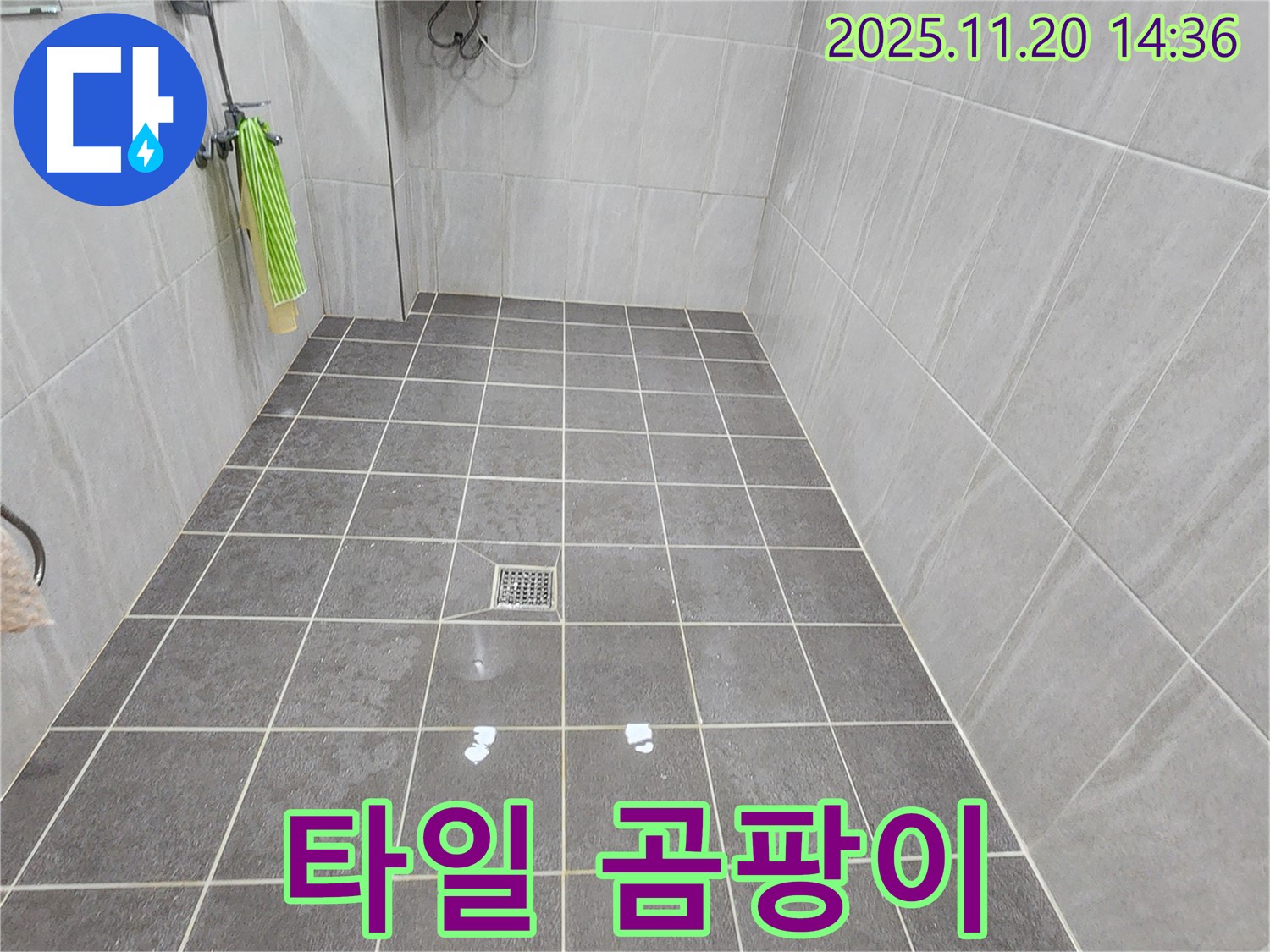 가산면 마산리 욕실 - 바닥 타일 틈새 검은 곰팡이는 습기와 누수의 콜라보로 발생할 수 있습니다.