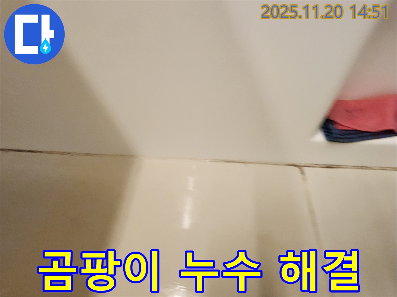 포천 가산면 마산리 - 곰팡이 핀 타일 틈새 누수 해결 - 곰팡이 제거와 완벽 방수로 누수 걱정 끝!