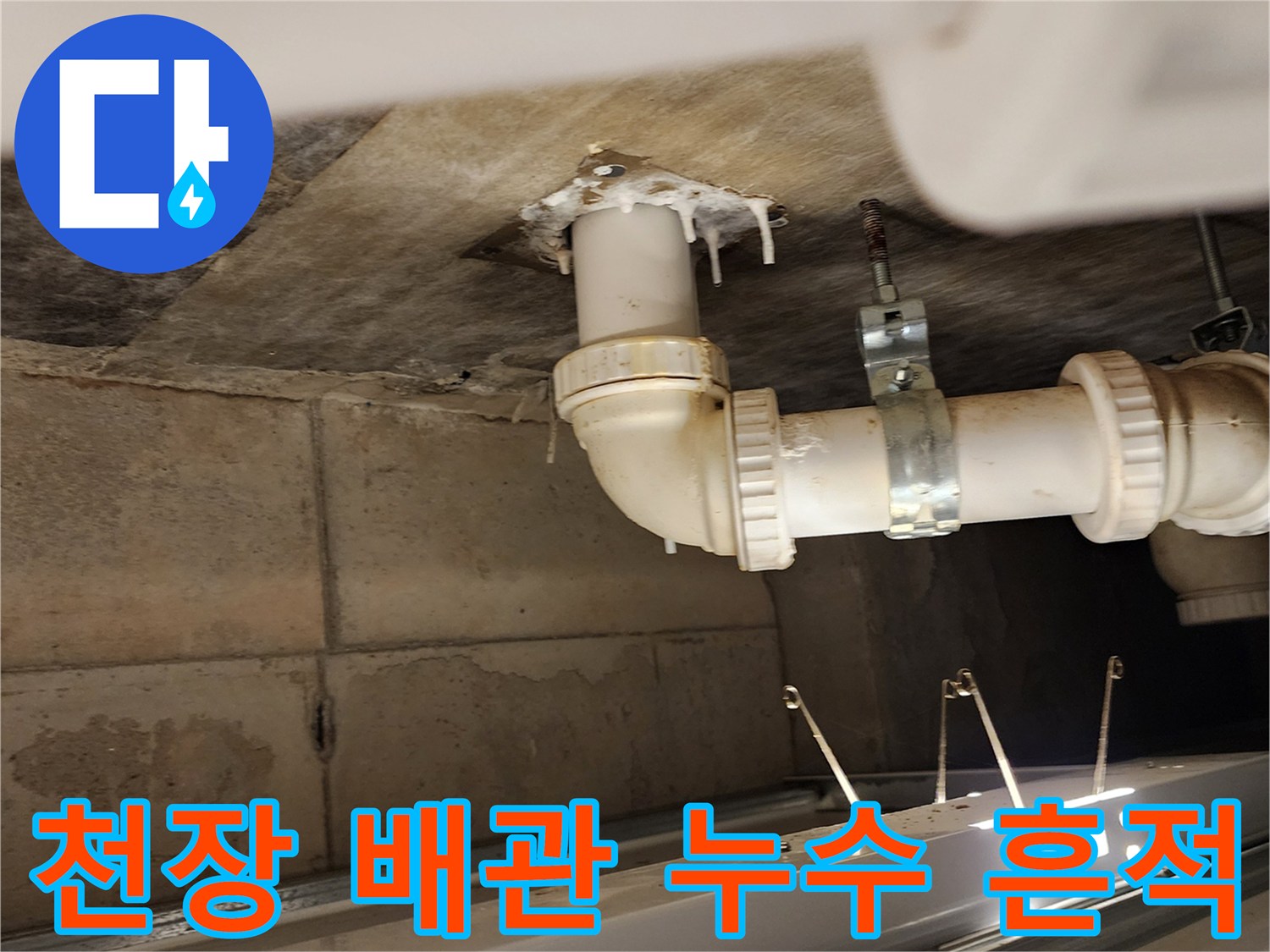 포천 가산면 화장실-천장 배관 연결 부위의 습기와 오염 상태