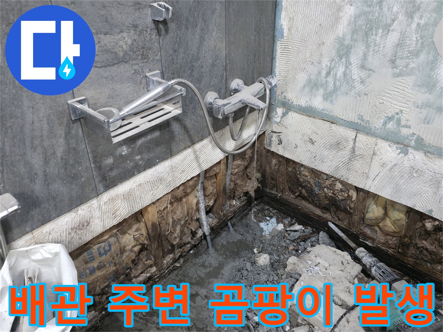 가평군 상면 - 샤워기 배관 주변에 곰팡이가 발생하여 습도가 높은 상태입니다.