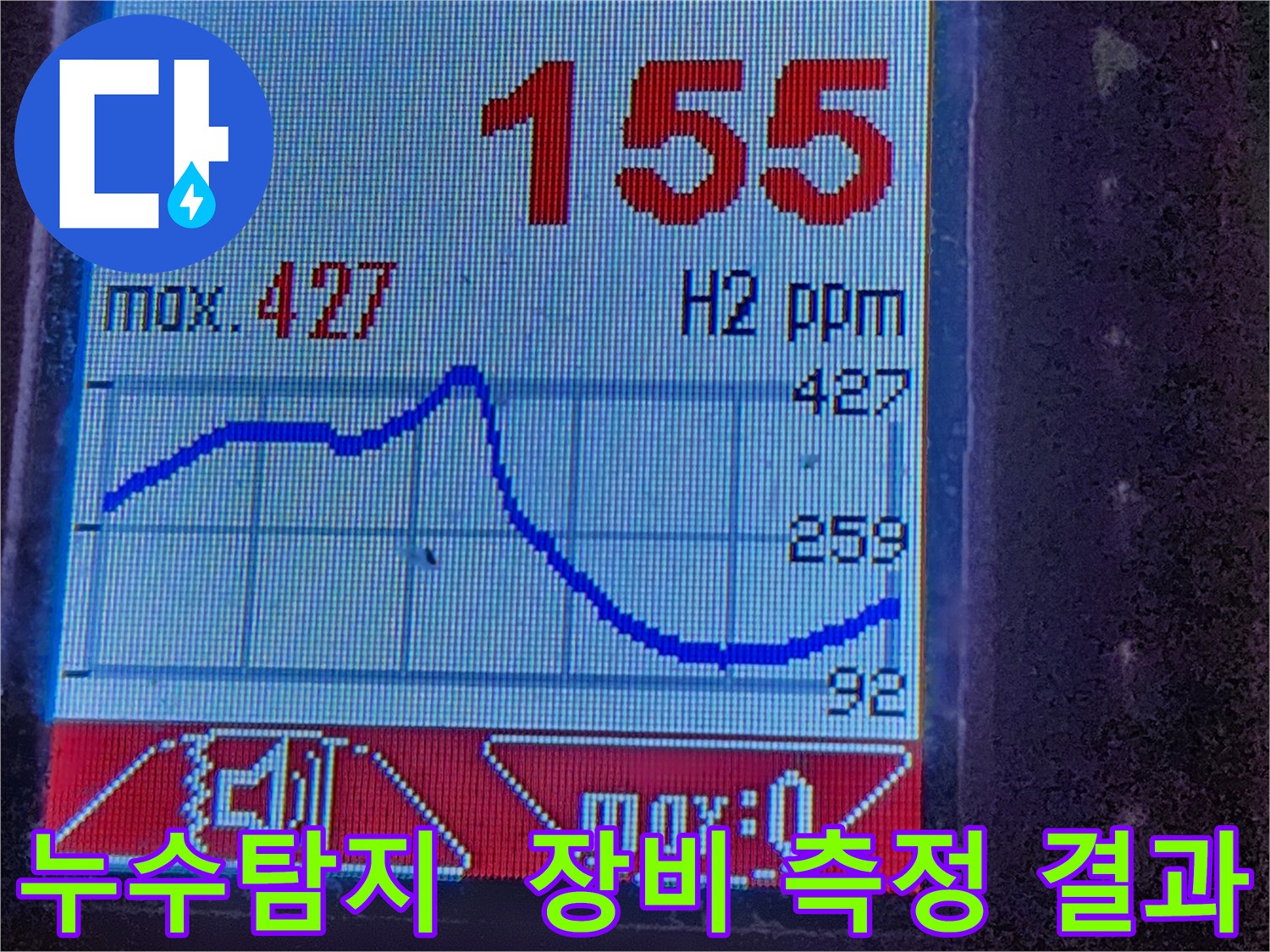 누수탐지 - 수소 가스 농도 측정 결과 - 누수 위치 정확도 향상