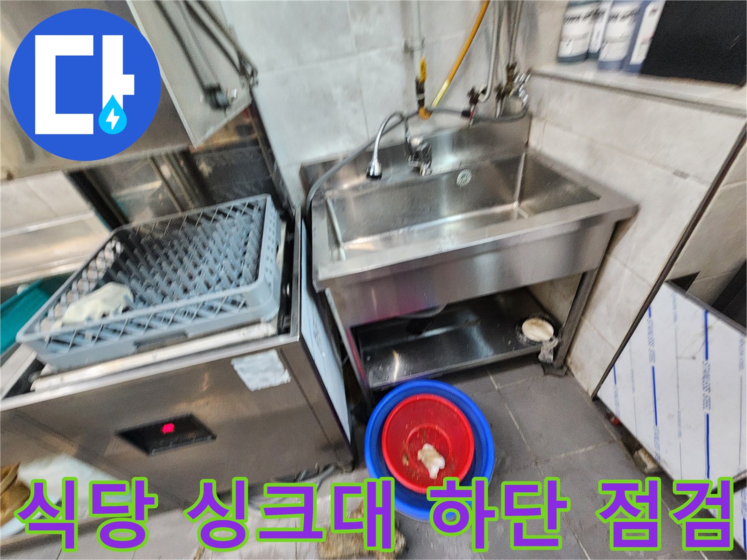 상업용-주방-배수구-및-싱크대-하부-상태