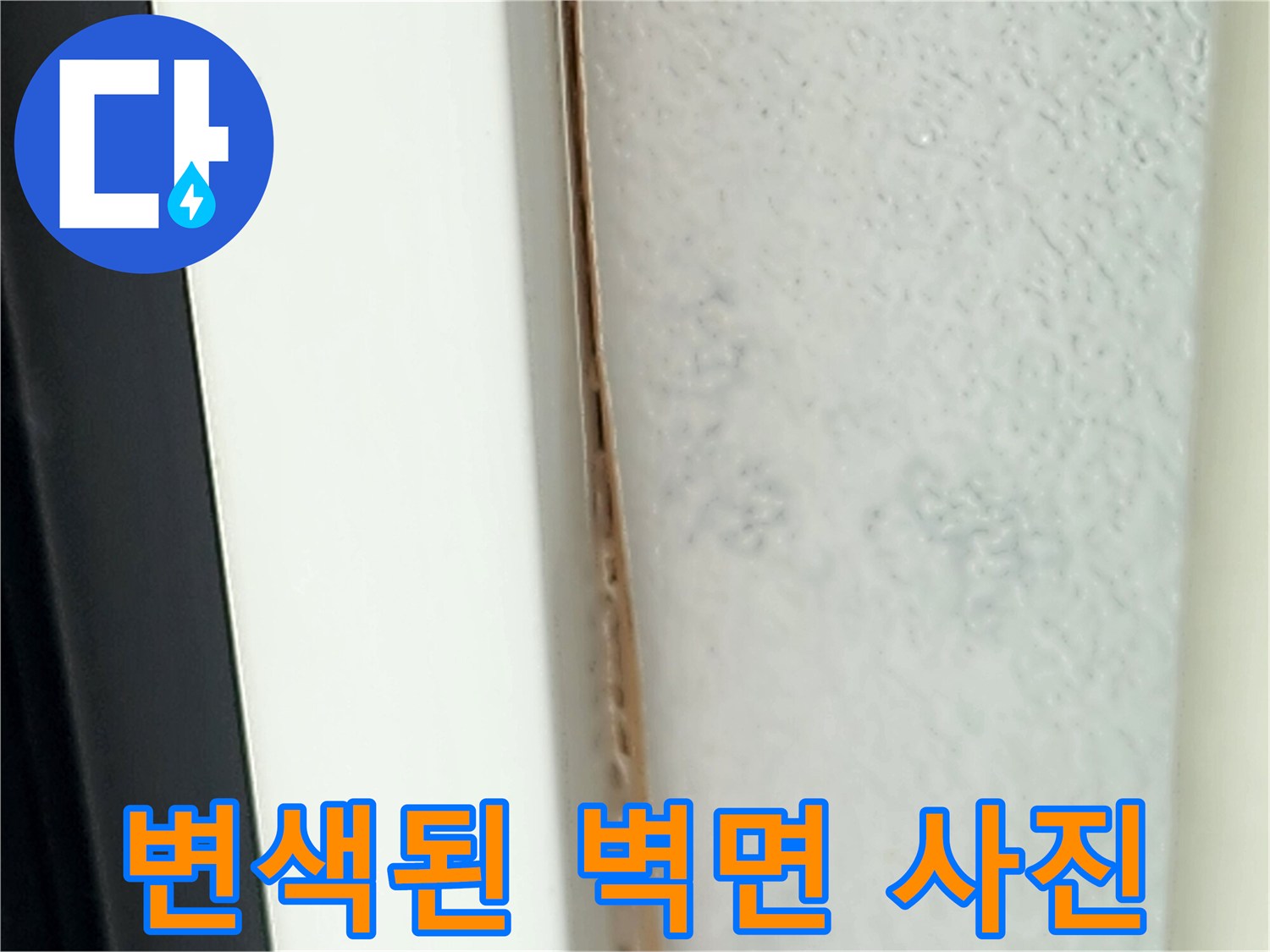 영중면 현장 기록-물샘으로 인해 변색된 벽지 표면