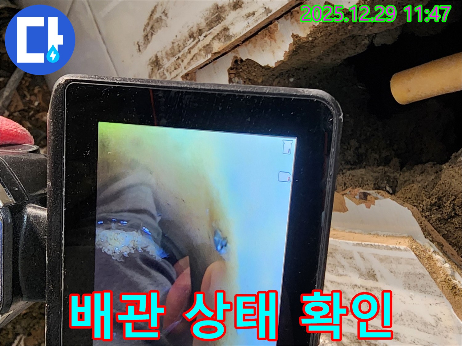 보문동 아남아파트 누수 - 배관 상태를 꼼꼼하게 확인하여 누수 원인을 파악하는 모습