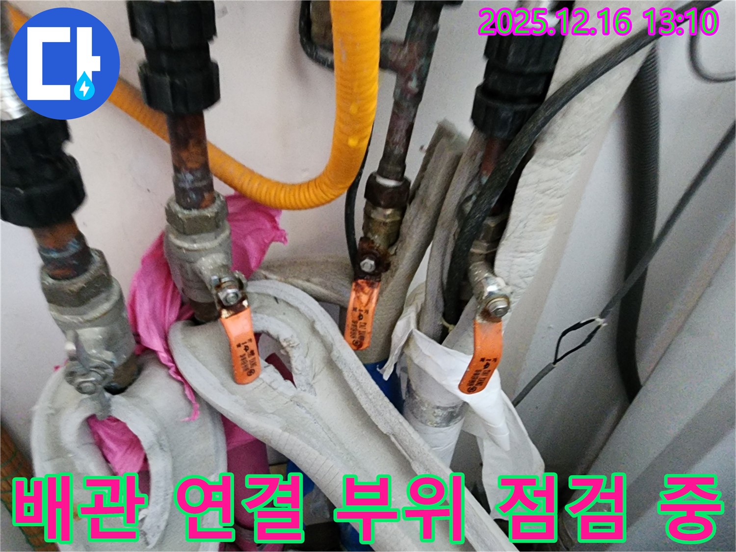 포천시 영북면 소홀리에서 배관 연결 부위를 꼼꼼하게 점검하고 있습니다 - 누수 발생 가능성이 높은 부분을 집중적으로 확인합니다.