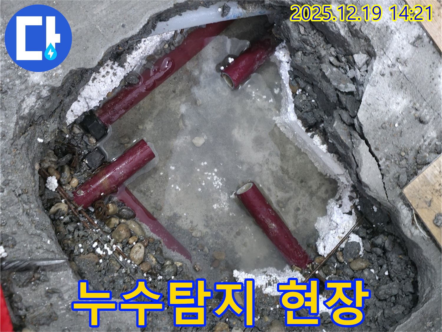 신촌 연세힐하우스 누수탐지 현장 - 누수 위치를 정확히 파악하고 있습니다.