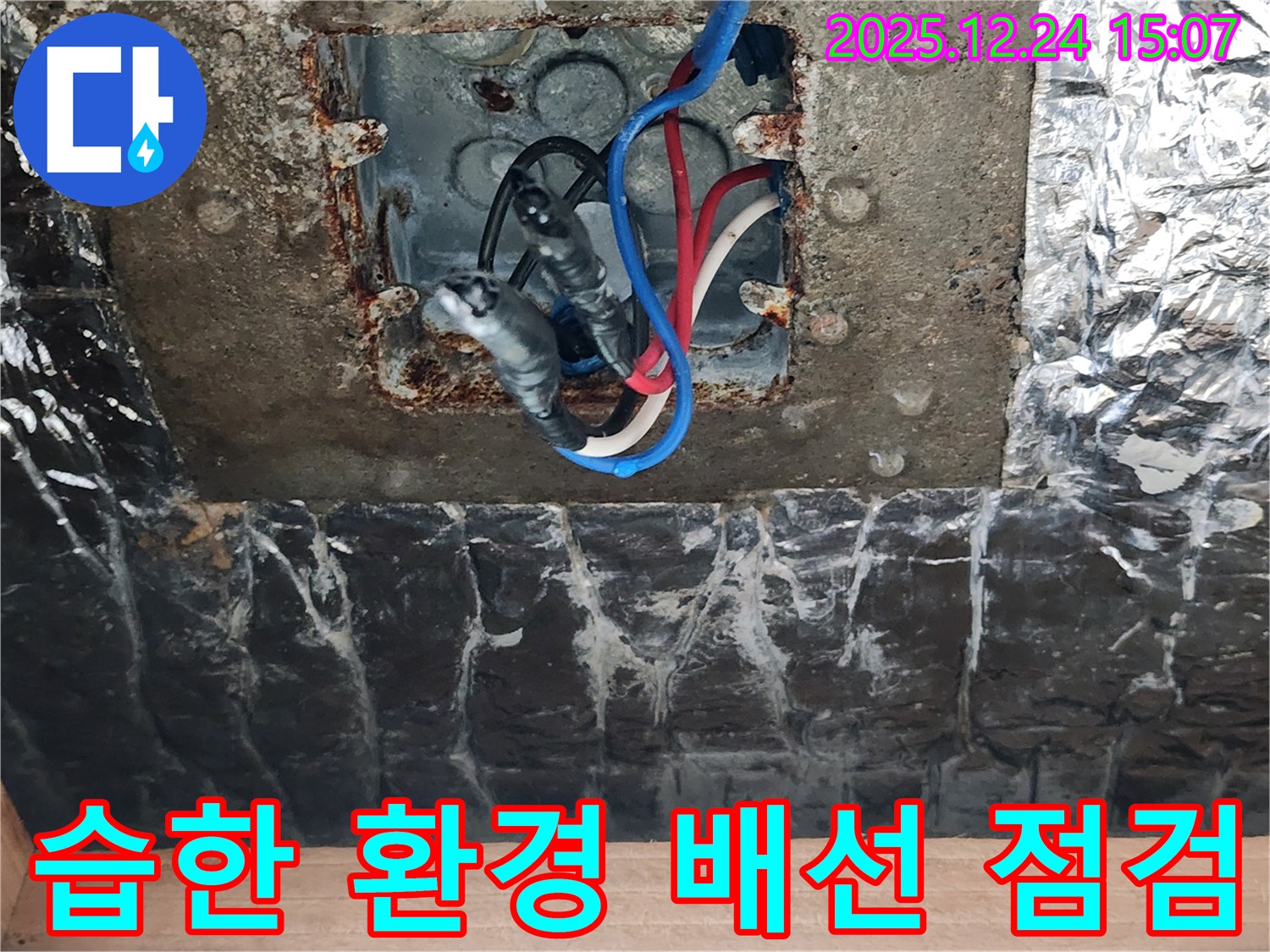 고양시 덕양구 서삼릉1길에서 습한 환경의 전기 배선 누수 점검을 진행하는 이미지입니다.