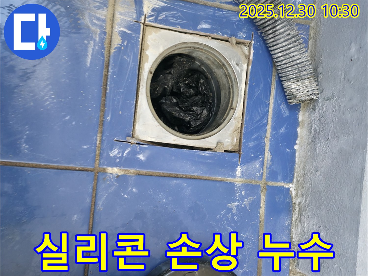 성동구 욕실 배수구 주변 실리콘 손상으로 인한 누수 - 간단한 실리콘 재시공으로 해결