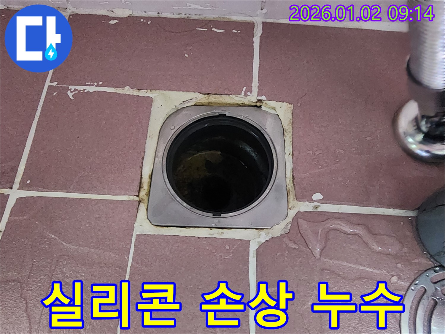 상계9동 욕실 배수구 - 실리콘 손상, 누수 유발