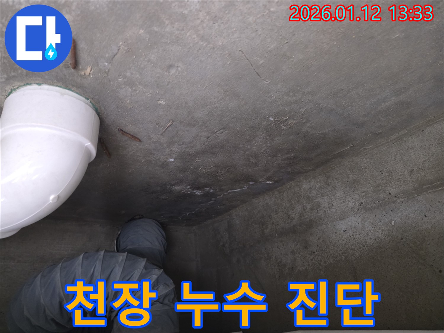 송파구 가락동 누수 현장 - 천장 누수 진단 중, 전문 장비 사용